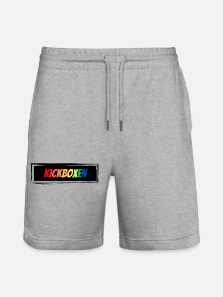Kickboxen bunter Schriftzug - Stanley/Stella Unisex Bio Joggingshorts Trainer - Grau meliert