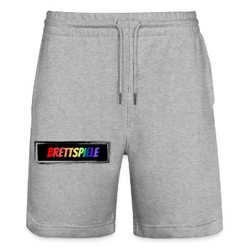 Brettspiele bunter Schriftzug - Stanley/Stella Unisex Bio Joggingshorts Trainer  - Grau meliert - Vorne - Nik (191cm) & Marisol (170cm)