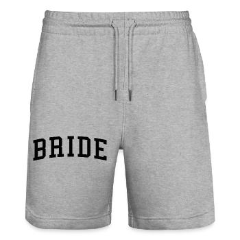 Bride Matching Engagement Bridal Shower Wedding - Stanley/Stella Trainer Unisex Organic Jogging Shorts - heather grey - Front - Nik (191cm) & Marisol (170cm)
