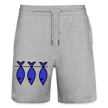 SARDINE. FISCH. APRILSCHERZ. OSTERN. MEER - Stanley/Stella Unisex Bio Joggingshorts Trainer  - Grau meliert - Vorne - Nik (191cm) & Marisol (170cm)