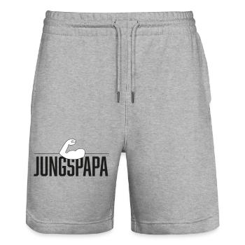 Jungspapa Power - Stanley/Stella Unisex Bio Joggingshorts Trainer  - Grau meliert - Vorne - Nik (191cm) & Marisol (170cm)