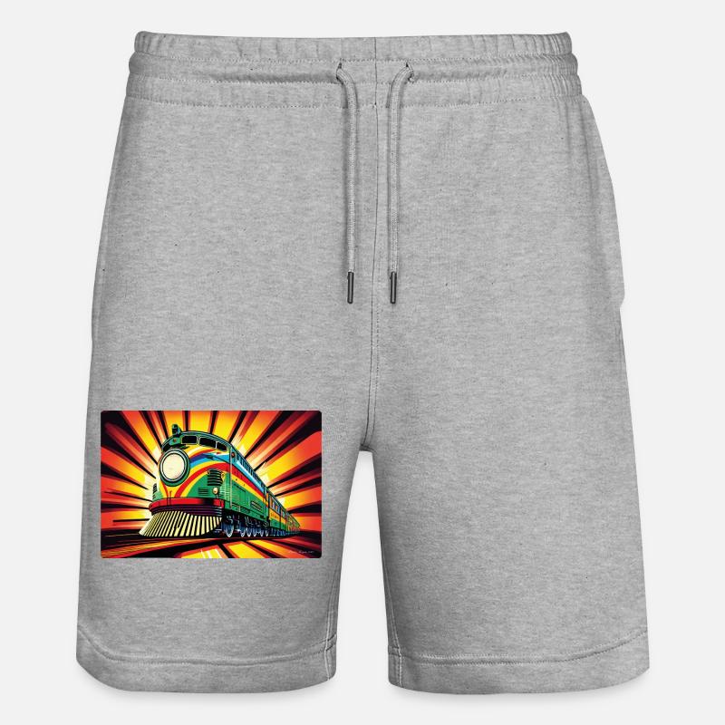 Train en Pop Art - Short de jogging bio TRAINER Stanley/Stella unisexe - gris chiné