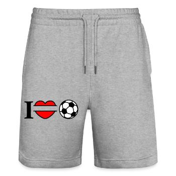 Monogramm Logo Fußballherz - Stanley/Stella Unisex Bio Joggingshorts Trainer  - Grau meliert - Vorne - Nik (191cm) & Marisol (170cm)