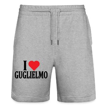 T-Shirt Ich liebe Guglielmo T-Shirt Geschenkidee - Stanley/Stella Unisex Bio Joggingshorts Trainer  - Grau meliert - Vorne - Nik (191cm) & Marisol (170cm)