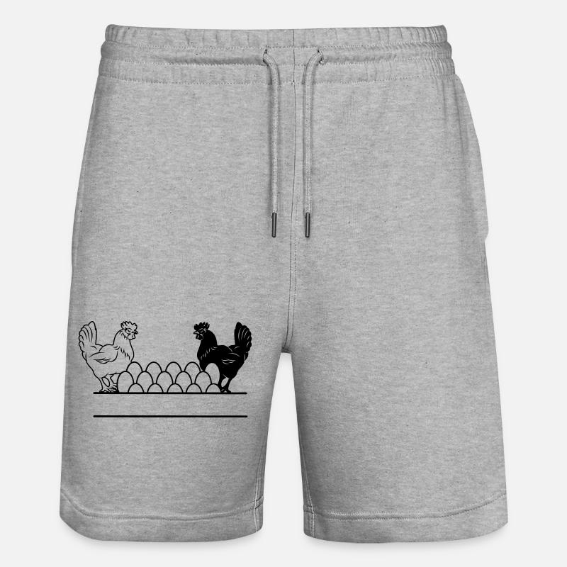 Chicken dark and light monogram - Stanley/Stella Trainer Unisex Organic Jogging Shorts - heather grey