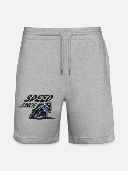 Speed Junkie - Motorcycle, Bike, Motorsport - Stanley/Stella Trainer Unisex Organic Jogging Shorts - heather grey