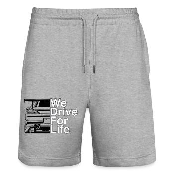 We drive for life Car Motive - Stanley/Stella Trainer Unisex Organic Jogging Shorts - heather grey - Front - Nik (191cm) & Marisol (170cm)