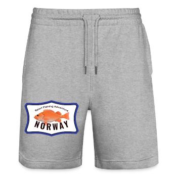 Norvège Sport Fishing Adventure Redfish Holiday - Short de jogging bio TRAINER Stanley/Stella unisexe - gris chiné - Devant - Nik (191cm) & Marisol (170cm)