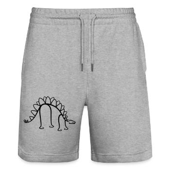 Dinosaure Stegosaurus Dino Line Graphique - Short de jogging bio TRAINER Stanley/Stella unisexe - gris chiné - Devant - Nik (191cm) & Marisol (170cm)