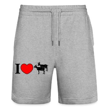 L’amour des chèvres - Short de jogging bio TRAINER Stanley/Stella unisexe - gris chiné - Devant - Nik (191cm) & Marisol (170cm)
