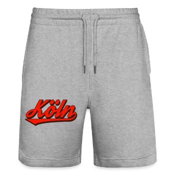 Köln Retro Script Logo Rot - Stanley/Stella Unisex Bio Joggingshorts Trainer  - Grau meliert - Vorne - Nik (191cm) & Marisol (170cm)