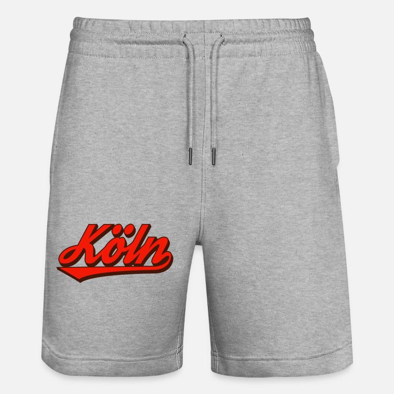 Logo rétro Script de Cologne Rouge - Short de jogging bio TRAINER Stanley/Stella unisexe - gris chiné