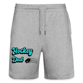 Hockey Dad Design - Stanley/Stella Trainer Unisex Organic Jogging Shorts - heather grey - Front - Nik (191cm) & Marisol (170cm)