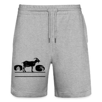 Goat candles banner - Stanley/Stella Trainer Unisex Organic Jogging Shorts - heather grey - Front - Nik (191cm) & Marisol (170cm)