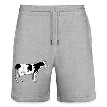Kuhbild kümmert sich um die Vorderseite - Stanley/Stella Unisex Bio Joggingshorts Trainer  - Grau meliert - Vorne - Nik (191cm) & Marisol (170cm)