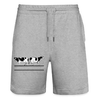 Schwarzweißes Kuhmonogramm - Stanley/Stella Unisex Bio Joggingshorts Trainer  - Grau meliert - Vorne - Nik (191cm) & Marisol (170cm)