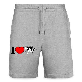 Herzkuh Emblem - Stanley/Stella Unisex Bio Joggingshorts Trainer  - Grau meliert - Vorne - Nik (191cm) & Marisol (170cm)