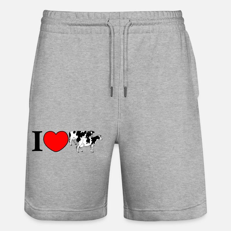 Emblème de la vache à cœur - Short de jogging bio TRAINER Stanley/Stella unisexe - gris chiné
