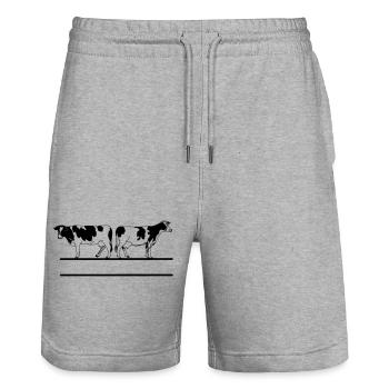 Kuhmonogramm transparent - Stanley/Stella Unisex Bio Joggingshorts Trainer  - Grau meliert - Vorne - Nik (191cm) & Marisol (170cm)