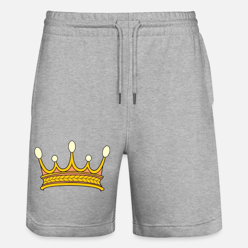 Goldene Krone mit fünf Perlen. - Stanley/Stella Unisex Bio Joggingshorts Trainer  - Grau meliert