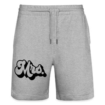 Mrs. Matching Couple Engagement Wedding Honeymoon - Stanley/Stella Trainer Unisex Organic Jogging Shorts - heather grey - Front - Nik (191cm) & Marisol (170cm)