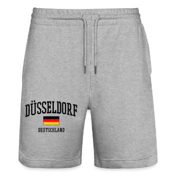Dusseldorf Germany Flag Cities Motif - Stanley/Stella Trainer Unisex Organic Jogging Shorts - heather grey - Front - Nik (191cm) & Marisol (170cm)