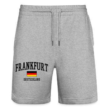 Frankfurt Germany Flag Cities Motif - Stanley/Stella Trainer Unisex Organic Jogging Shorts - heather grey - Front - Nik (191cm) & Marisol (170cm)