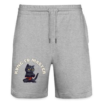 Kung Fu Master - Stanley/Stella Unisex Bio Joggingshorts Trainer  - Grau meliert - Vorne - Nik (191cm) & Marisol (170cm)