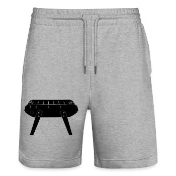 Table pour baby-foot - Short de jogging bio TRAINER Stanley/Stella unisexe - gris chiné - Devant - Nik (191cm) & Marisol (170cm)