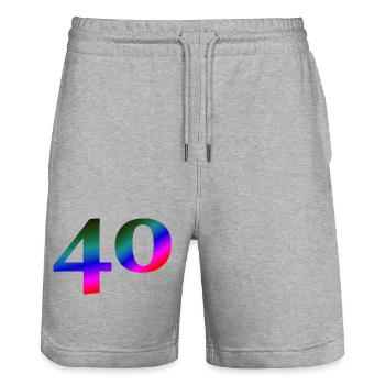 schönes oberteil, 40 buntes Farbenmuster - Stanley/Stella Unisex Bio Joggingshorts Trainer  - Grau meliert - Vorne - Nik (191cm) & Marisol (170cm)