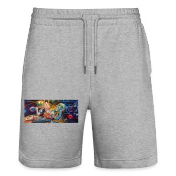 Neon Anatomy Dreamscape - Stanley/Stella Trainer Unisex Organic Jogging Shorts - heather grey - Front - Nik (191cm) & Marisol (170cm)