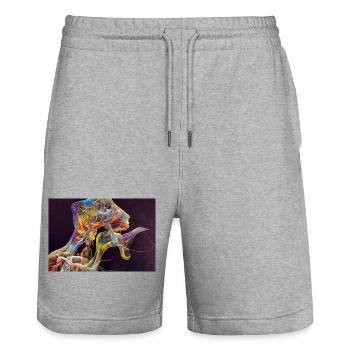 Chromatic Ribbon Portrait - Stanley/Stella Trainer Unisex Organic Jogging Shorts - heather grey - Front - Nik (191cm) & Marisol (170cm)