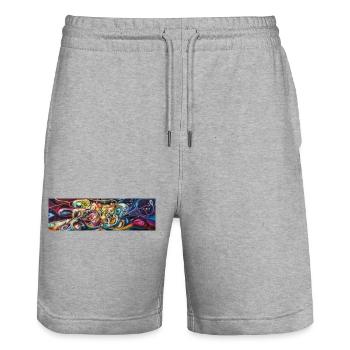 Cosmic Swirl Abstract Nebula - Stanley/Stella Trainer Unisex Organic Jogging Shorts - heather grey - Front - Nik (191cm) & Marisol (170cm)