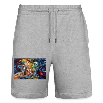 Neon Anatomy Embrace - Stanley/Stella Trainer Unisex Organic Jogging Shorts - heather grey - Front - Nik (191cm) & Marisol (170cm)