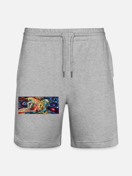 Twin Neon Embrace - Stanley/Stella Trainer Unisex Organic Jogging Shorts - heather grey