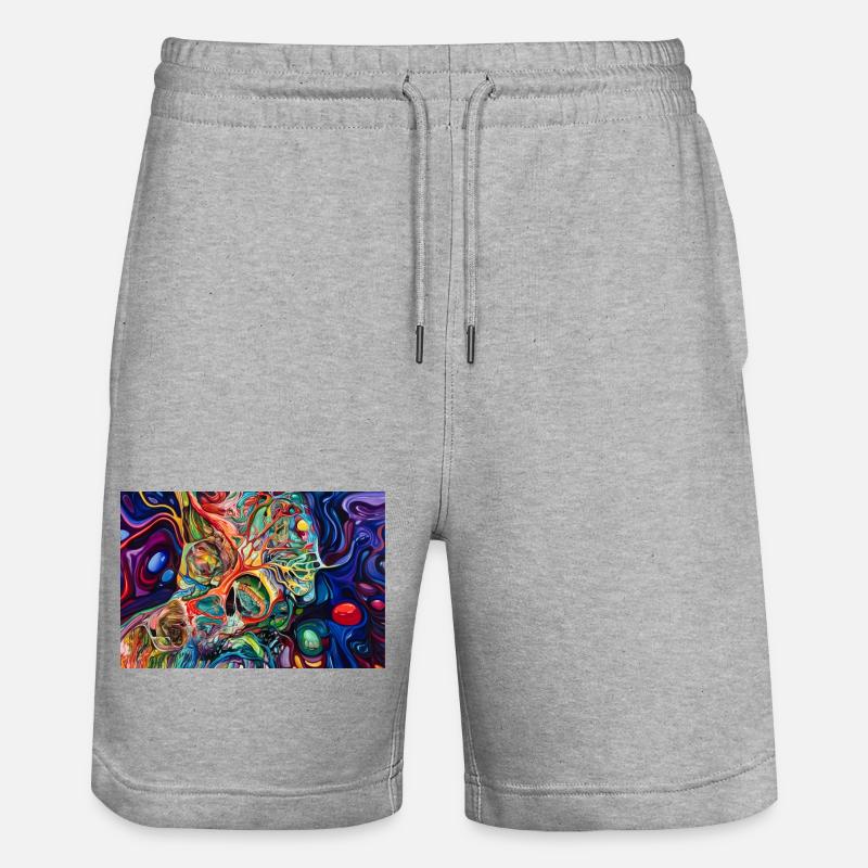 Art fluide du crâne chromatique - Short de jogging bio TRAINER Stanley/Stella unisexe - gris chiné