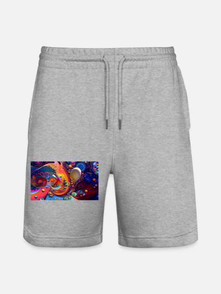 Vivid Abstract Swirl Burst - Stanley/Stella Trainer Unisex Organic Jogging Shorts - heather grey