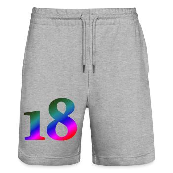 18, bunter farbverlauf, schenken - Stanley/Stella Unisex Bio Joggingshorts Trainer  - Grau meliert - Vorne - Nik (191cm) & Marisol (170cm)