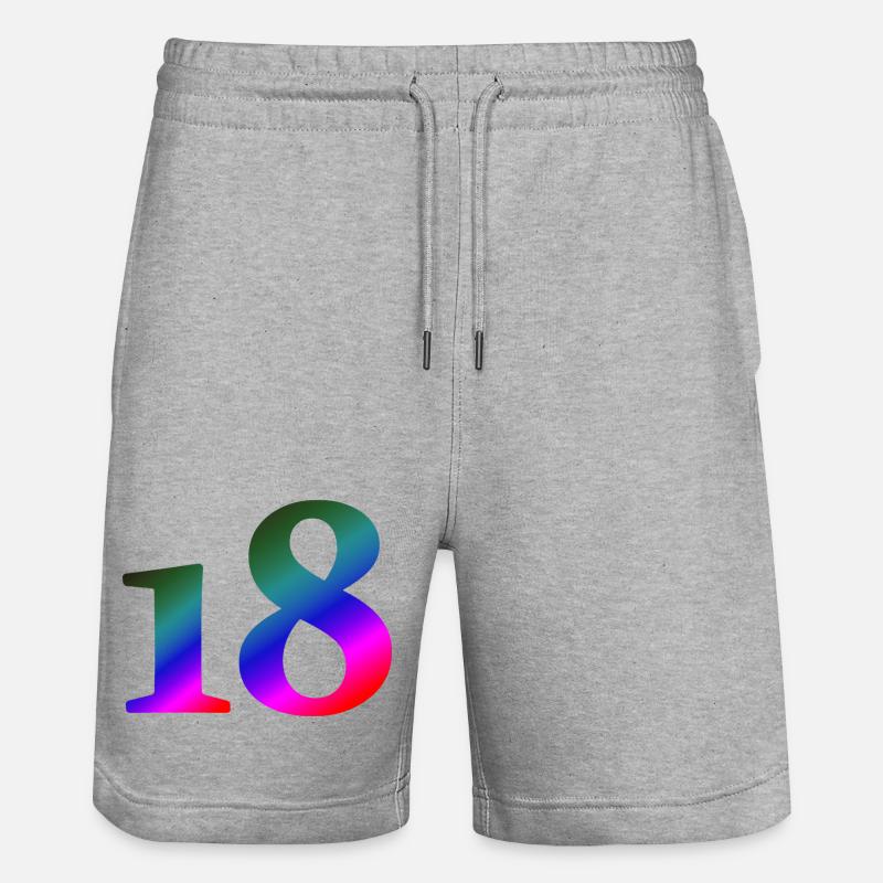 18, bunter farbverlauf, schenken - Stanley/Stella Unisex Bio Joggingshorts Trainer  - Grau meliert