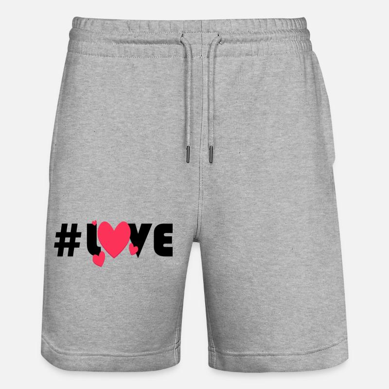 Rote Herzen auf schwarzem Hintergrund - Stanley/Stella Unisex Bio Joggingshorts Trainer - Grau meliert