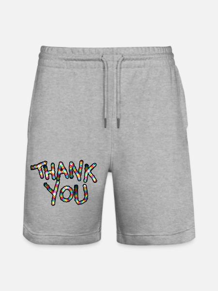 Danke You Neonfarben-Dankeschrift - Stanley/Stella Unisex Bio Joggingshorts Trainer - Grau meliert