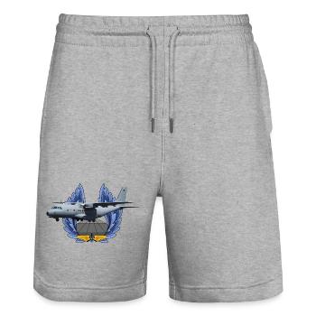 CN-235 - Short de jogging bio TRAINER Stanley/Stella unisexe - gris chiné - Devant - Nik (191cm) & Marisol (170cm)