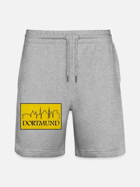 Dortmund Skyline Yellow Design - Stanley/Stella Trainer Unisex Organic Jogging Shorts - heather grey