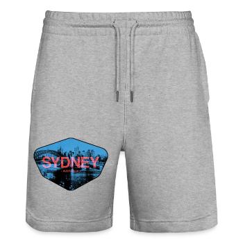 Sydney Skyline Neon - Stanley/Stella Unisex Bio Joggingshorts Trainer  - Grau meliert - Vorne - Nik (191cm) & Marisol (170cm)