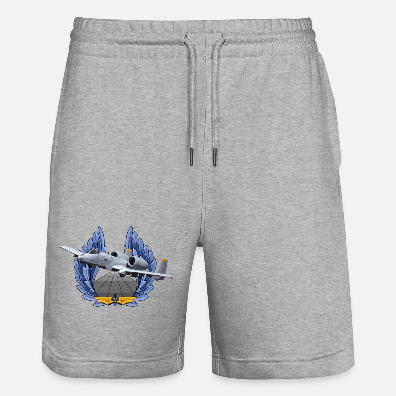 A-10 Thunderbolt - Stanley/Stella Unisex Bio Joggingshorts Trainer  - Grau meliert