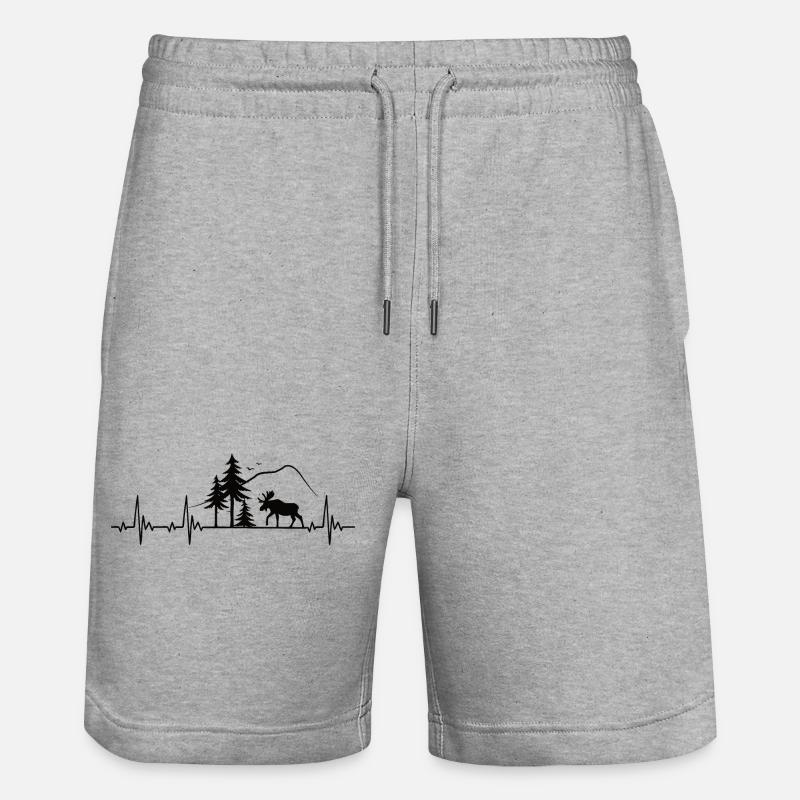 Elch Heartbeat Geschenk - Stanley/Stella Unisex Bio Joggingshorts Trainer  - Grau meliert