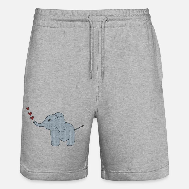 Tissu éléphant avec cœurs - Short de jogging bio TRAINER Stanley/Stella unisexe - gris chiné