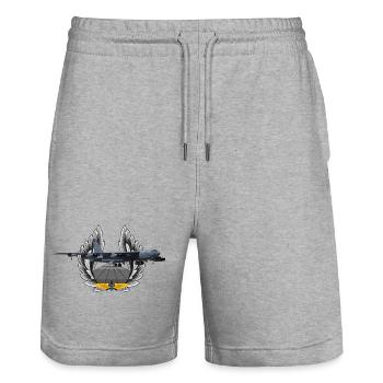 B-52 Stratofortress - Stanley/Stella Unisex Bio Joggingshorts Trainer  - Grau meliert - Vorne - Nik (191cm) & Marisol (170cm)