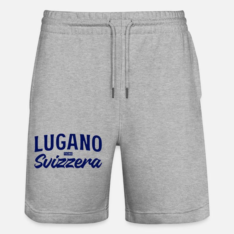 Lugano Svizzera Script Design - Stanley/Stella Trainer Unisex Organic Jogging Shorts - heather grey
