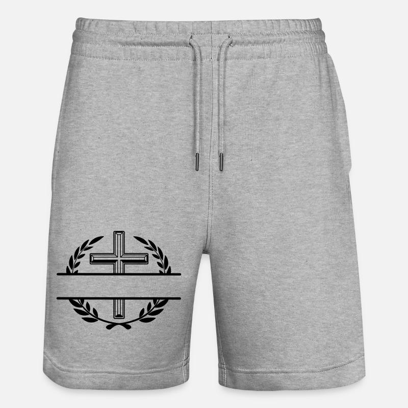 Couronne de laurier avec découpe croisée - Short de jogging bio TRAINER Stanley/Stella unisexe - gris chiné